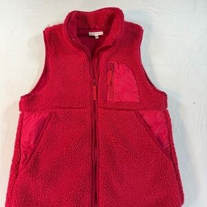 Maurices Women’s Red Zip Vest Pockets Sleeveless Casual Mid-Length XS